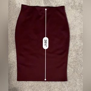 Burgundy midi pencil skirt